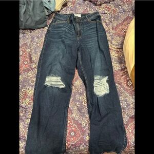 Hollister Relaxed Distressed Dark Blue Jeans